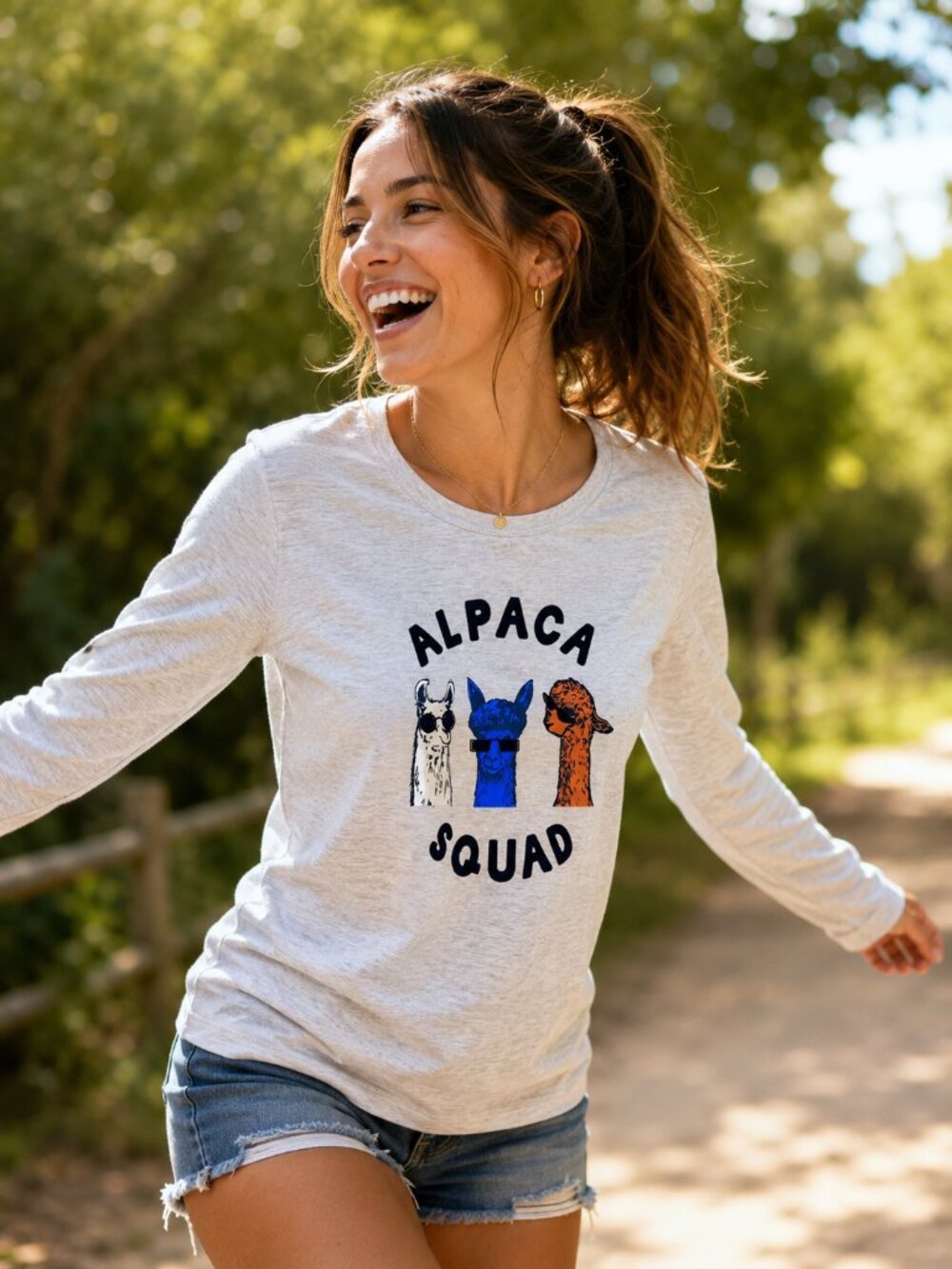7DAYZ Alpaca Squad Heather Gray Long Sleeve Graphic Tee - Size S